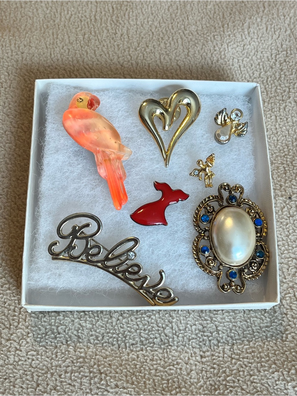 Vintage 60s-90s Gold and Silver Mixed Metal Brooch Bundle w Bonus Heart Pin